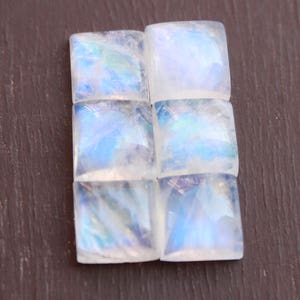 Moonstone, rainbow moonstone, natural, loose flat back Gemstone Square shape calibrated sizes in . Sizes available from 4 mm to 20 mm,