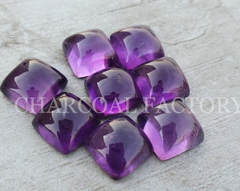 Cabochon d'améthyste naturelle, pierre précieuse à dos plat de coupe carrée, extrait de manière responsable, qualité AAA