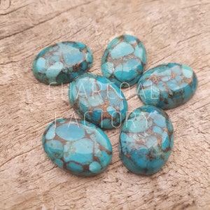 Mojave Turquoise, AAA grade, oval shape blue Mojave Turquoise, calibrated, flatback cabochon, Gemstone available in custom sizes image 1