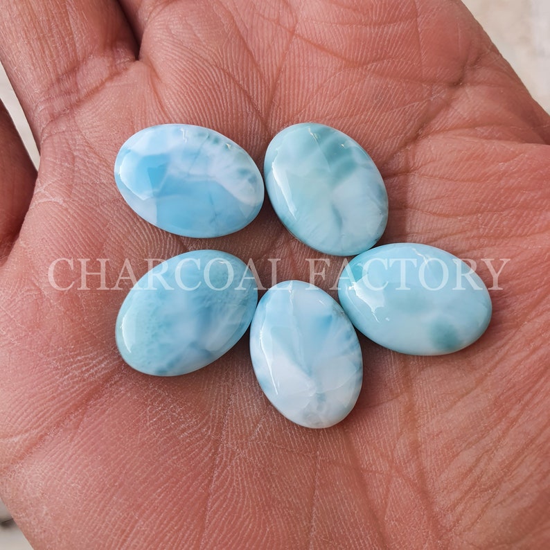 Natural Larimar, AAA grade, oval shape larimar, calibrated, flatback cabochon, Gemstone available in sizes from 6x4 mm to 30x20 image 6