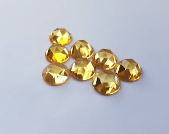 Natural Citrine, rose cut, flat back,  cabochon, Round shape calibrated gemstone calibrated sizes available in 3,4,5,6,7,8,9,10 mm