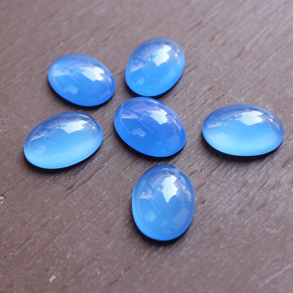 Blue Chalcedony, AAA grade chalcedony cabochon, Flat back oval shape gemstone, sea blue chalcedony, calibrated blue chalcedony for jewelry