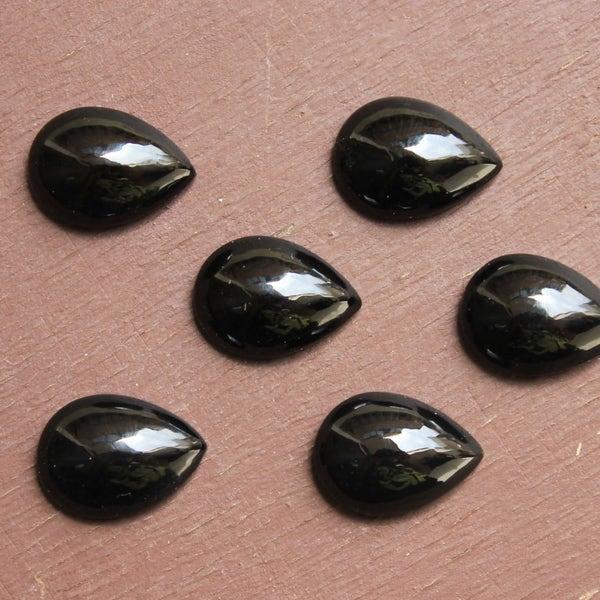 Black Onyx Cabochon natural pear shape Gemstone All MM sizes available - 7x10, 8x12, 9x13, 10x14, 12x16, 13x18, 15x20, 16x22, 18x25, 20x30