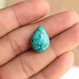 Turquoise cabochons, Natural tibetan turquoise, flat back calibrated pear shaped turquoise cabochons, calibrated sizes from 10x7 mm to 30x20 image 3