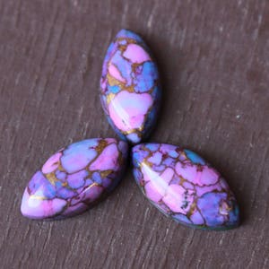 Marquise shaped purple mohave copper turquoise flat back calibrated gemstone cabochon sizes available: 12x6,14x7,16x8,18x9,20x10 till 30x15