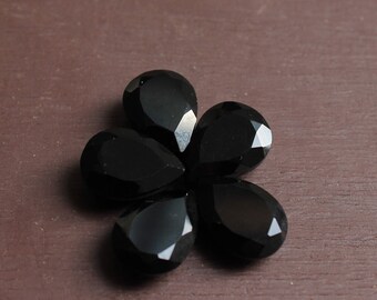 Schwarzer Onyx Edelstein, facettierter Edelstein im Birnenschliff, AAA Qualität, Grosshandelspreis