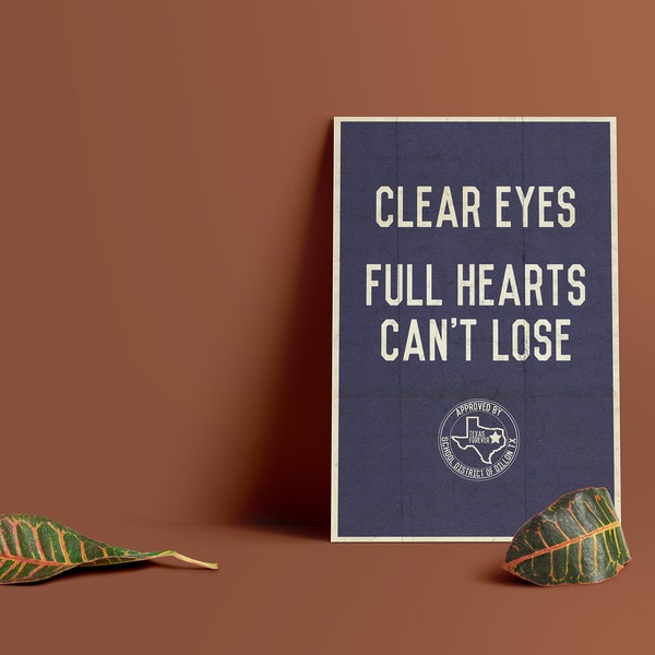 Clear Eyes Full Hearts Can't Lose Friday Night Lights Unique Pop Culture TV Art Print in red, pink, burnt orange, mustard, olive, navy