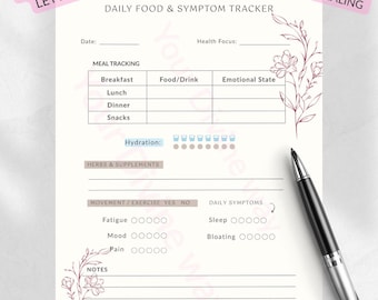 Daily Food & Symptom Tracker | Printable Wellness Journal | Meal and  Mood Log