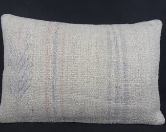 lumbar kilim pillow handwoven kilim pillow Turkish Anatolia hemp kilim pillow white kilim pillow couch kilim pillow sofa pillow cover Ag-1