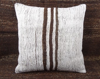 Kilim Pillow,Bohemian Pillow,Handmade Pillow,Flat Weave Rug Pillow,Kilim Cushion Cover,Decorative Pillows,Vintage Rug Pillow,16x16 inch.