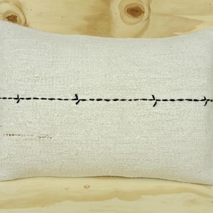 Milimalist Decor Black And White Hemp Pillow,24'x16' inch,Lumbar Pillow Cover,Turkish Hemp Kilim Pillow,Handmade Hemp Pillow Cover.