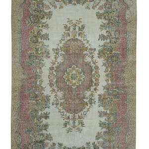 Tappeto Oushak vintage, 186 x 305 cm, tappeto turco decorativo fatto a mano, tappeto antico di metà secolo.