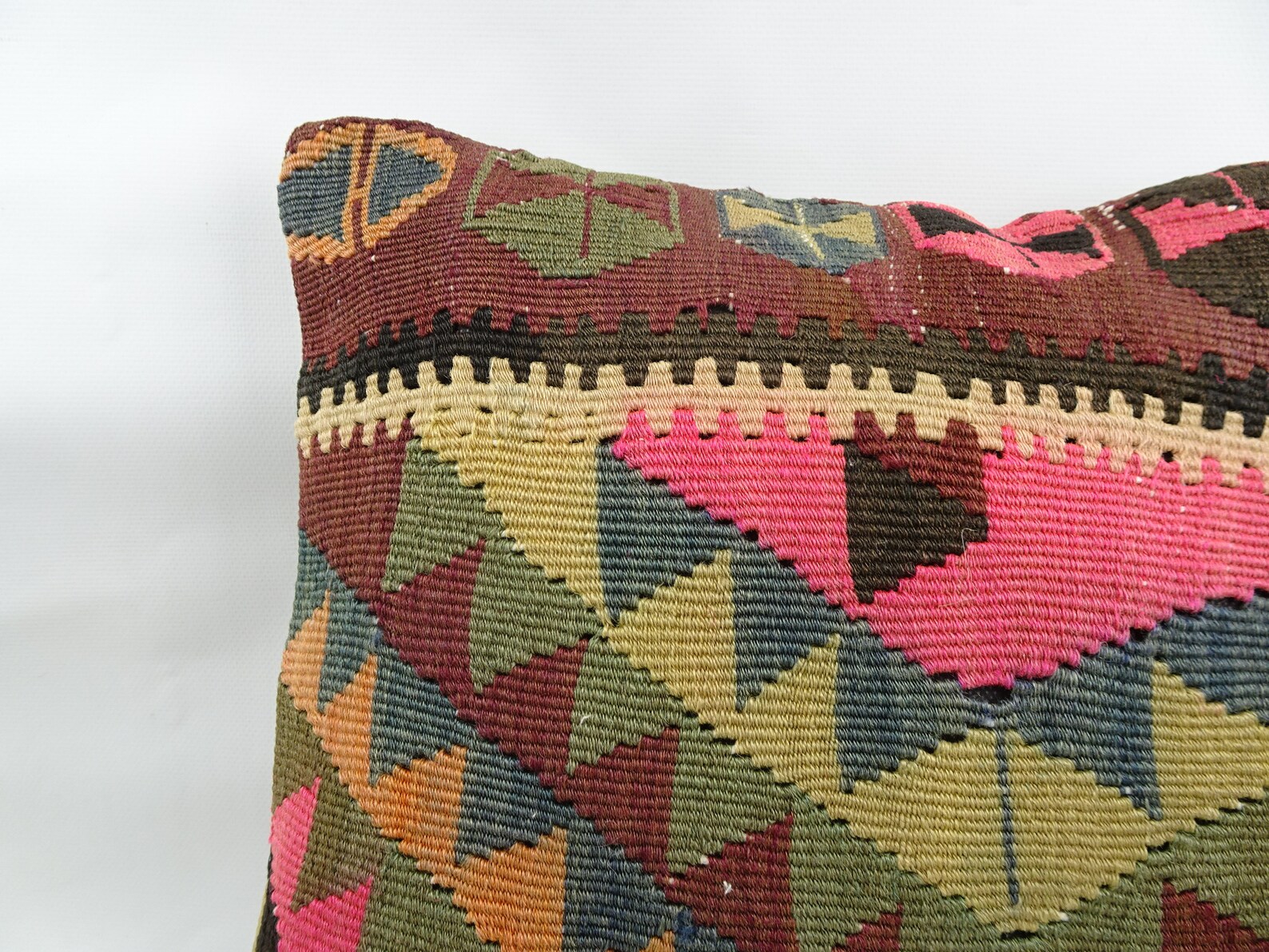 Pink Kilim Pillow Cover16'x16' Inch 40x40 Cm Handmade Etsy