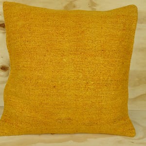 Overdye Saffron Hemp Kilim Pillow Cover,20'x20' inch Gorgeous Organic Hemp Kilim Pillow Cover,OrganicHemp Kilim Pillow,Turkish Pillow Cover.