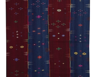 Vintage Turkish Kilim Rug: Red and Blue Flat Weave, 5.7x8 ft