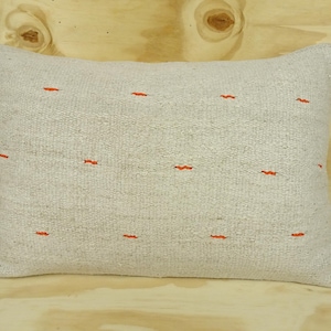 Handmade Hemp Lumbar Pillow Cover: Orange Striped Turkish Kilim (24x16 inch)