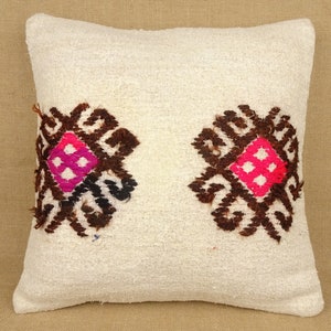 Housse de coussin kilim chanvre à rayures : décoration bohème (20 x 20 pouces)