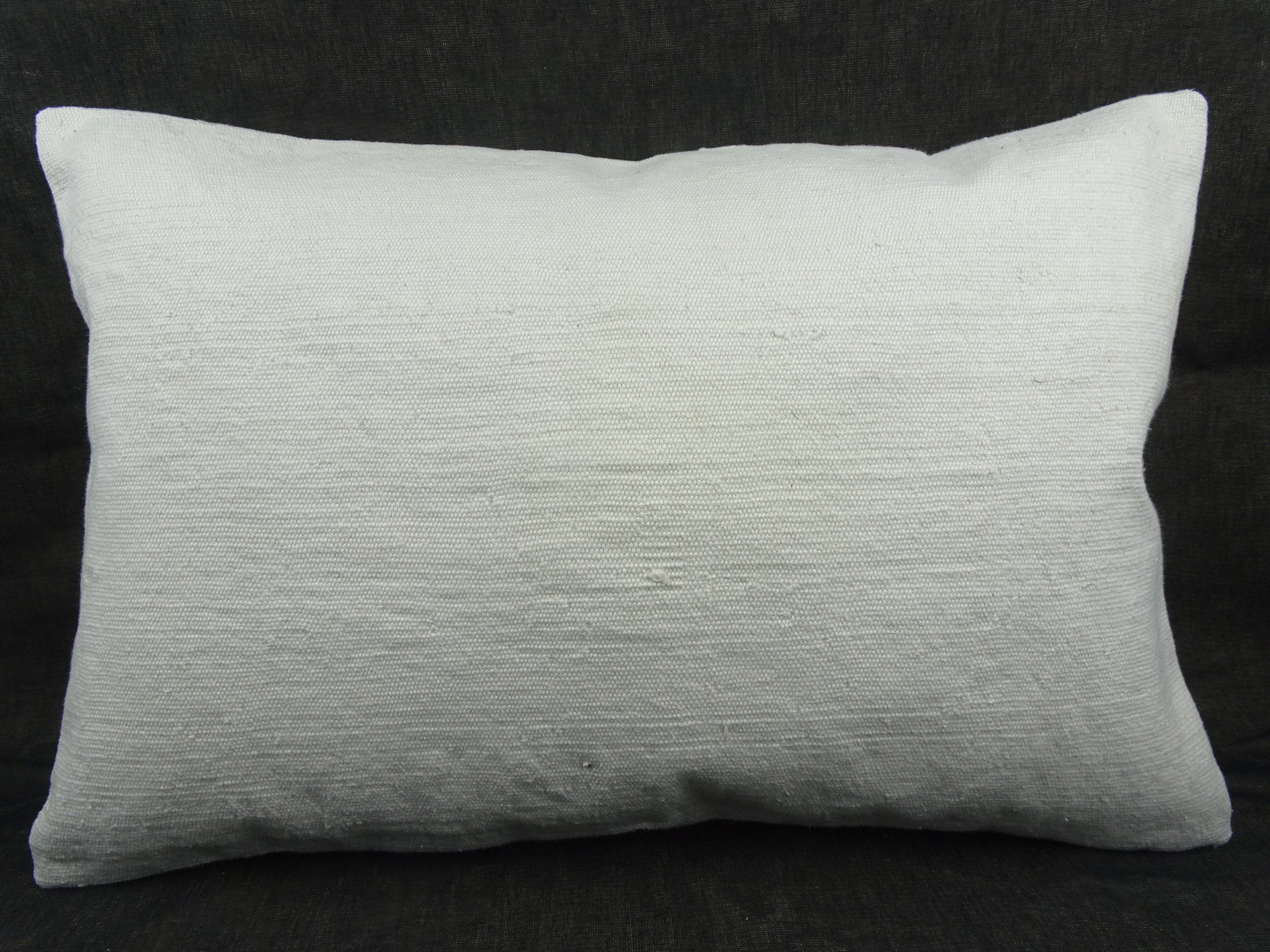 Lumbar Cotton Kilim Pillow,24x16 inch 60x40 Cm Handmade Turkish Kilim Pillow  Cover,White Cotton Kilim Pillow,Lumber Cushion Cover.