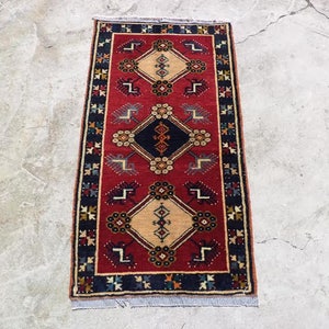 Mini Oushak Carpet Rug,3&quot;x1,8&quot; Feet 93x51 Cm Anatolian Handmade Carpet Rug,Small Kid Room Decor Carpet Rug,Turkish Carpet Rug.
