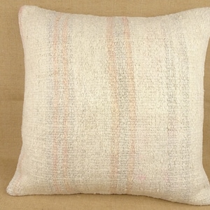Handmade Hemp Kilim Pillow Cover: Striped Modern Cushion (24x24 inch)