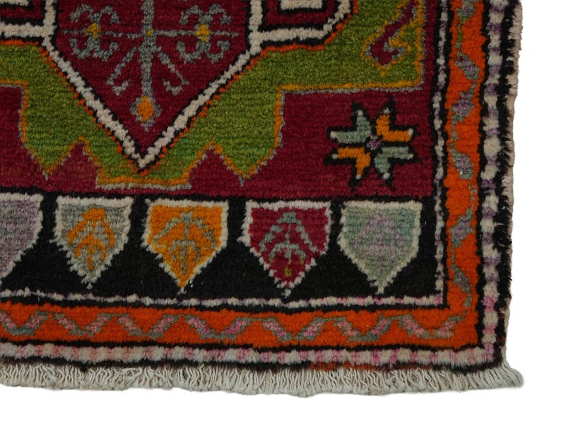 Primitive Antique Turkish Wool Rug: Small Anatolian Carpet Rug, 2x4 Feet. image 7