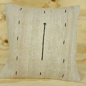 Housse de coussin kilim en chanvre moderne : coussin de décoration bohème turc fait main, 20 x 20 pouces