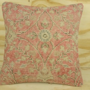 Handmade Oushak Carpet Pillow Cover: Turkish Wool Cushion (20x20)