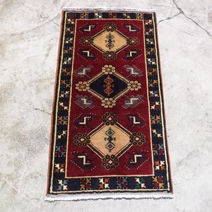 Mini Oushak Carpet Rug,3&quot;x1,8&quot; Feet 93x51 Cm Anatolian Handmade Carpet Rug,Small Kid Room Decor Carpet Rug,Turkish Carpet Rug.