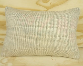Regalo para el padre 16 "x24" Vintage Oushak alfombra alfombra cubierta de almohada, cubierta de almohada de alfombra hecha a mano, cubierta de cojín de alfombra, cubierta de almohada.