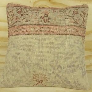 Pastel Oushak Rug Pillow Cover: Bohemian Carpet Cushion (20x20 inch)