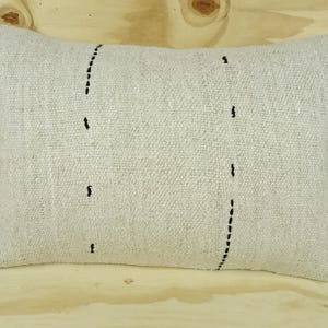 Black & White Hemp Lumbar Pillow Cover: Turkish Kilim Design (24x16 inch)