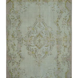 Vintage Turkish Oushak Carpet Rug: Soft Colors, Wool on Cotton 6&quot;x10.1&quot;
