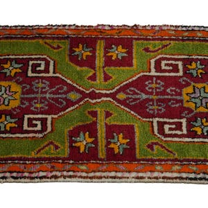 Primitive Antique Turkish Wool Rug: Small Anatolian Carpet Rug, 2x4 Feet. image 6
