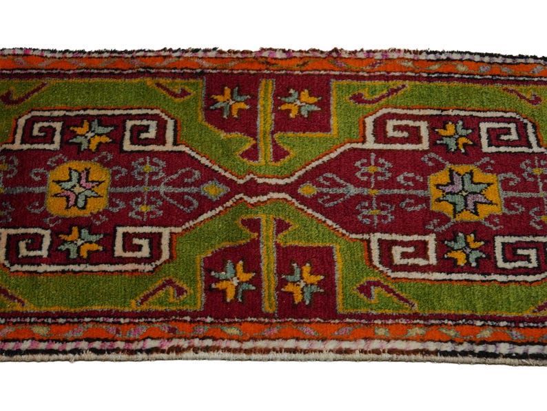 Primitive Antique Turkish Wool Rug: Small Anatolian Carpet Rug, 2x4 Feet. image 6
