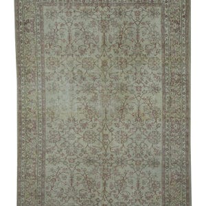 Vintage Oushak Turkish Carpet Rug: Mid-Century Modern Wool Area Rug