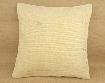 20" Vintage Oushak Pillow Cover: Turkish Wool Carpet Cushion