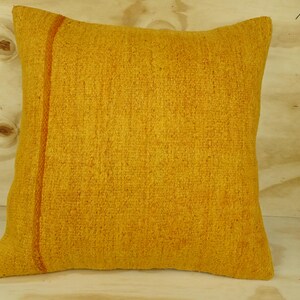 Overdye Orange Hemp Kilim Pillow Cover,20&#39;x20&#39; inch Gorgeous Organic Hemp Kilim Pillow Cover,Minimalist Decor Kilim Pillow Cover.