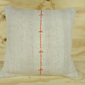 Housse de coussin kilim en chanvre biologique : coussin turc fait main, 20 x 20 po.