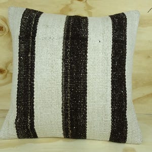 20x20 handwoven hemp pillow covers, natural dyed hemp pillow cases, vintage inspired hemp blend pillow cover,Brown and white pillow cover.