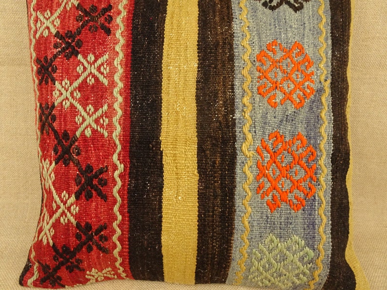 Almohada Kilim, almohada hecha a mano, almohada Kilim turca de 20x20 pulgadas 50x50 cm, almohada decorativa, almohada Boho, funda de cojín Kilim, almohada grande. imagen 4