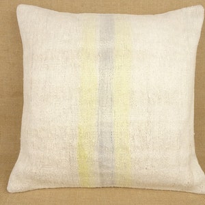 Housse de coussin kilim en chanvre fait main : coussin décoratif bohème (20 x 20 pouces)