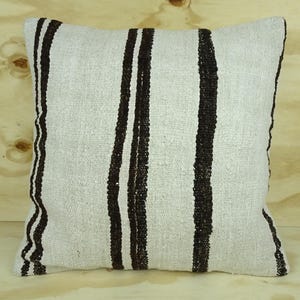 Housse de coussin kilim chanvre à rayures : décoration bohème (20 x 20 pouces)