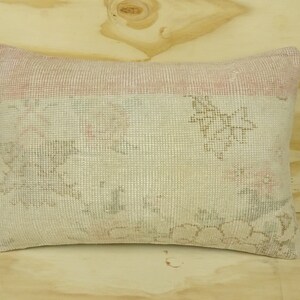 Handmade Turkish Carpet Pillow Cover: Chic Wool Lumbar Pillow (24x16 inch)