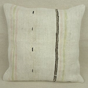 Housse de coussin kilim chanvre à rayures : décoration bohème (20 x 20 pouces)