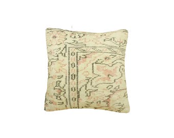 Vintage Turkish Rug Pillow Cover / Light Khaki 20x20 Inch / Scandinavian Country Home