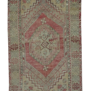Tappeto Oushak vintage, piccolo tappeto turco in lana, 3,5x5,7 piedi
