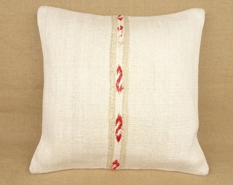 Striped Hemp Kilim Pillow Cover: Bohemian Throw Pillow (20x20 inch)