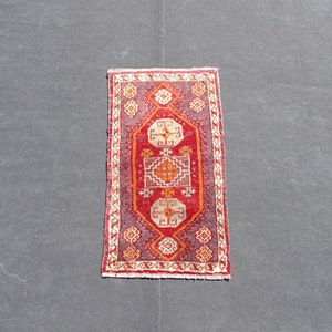 Small Turkish Carpet Rug,1,10&quot;x3,2&quot; Feet 54x96 Cm Vintage Handmade Turkish Carpet Rug,Doble Knotting Woven Oushak Carpet Rug.