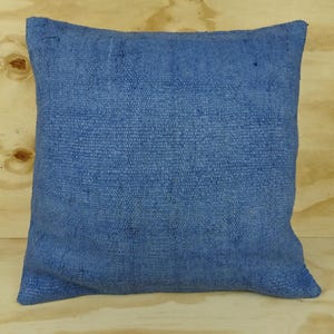 Overye indigo Blue Hemp Kilim Pillow,20&#39;x20&#39; Kilim Pillow Large,Turkish Pillow Cover,Minimalist Decor Hemp Kilim Pillow Cover,Throw Pillow.
