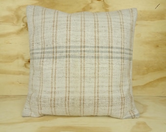 Turkish Kilim Pillow Cover 20x20: Handmade Wool & Cotton Cushion
